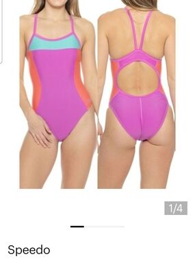 Speedo Pink, Aqua & Coral Colorblock One-Piece Swimsuit